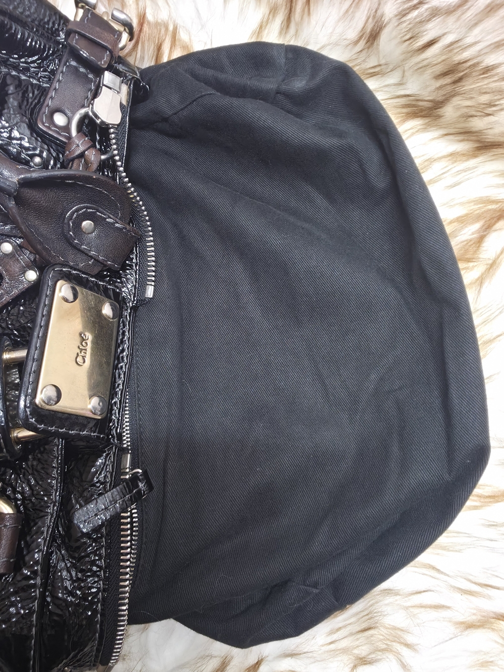 Chloe Black Patent Leather Satchel with Gold Hardware - Picture 9 of 16